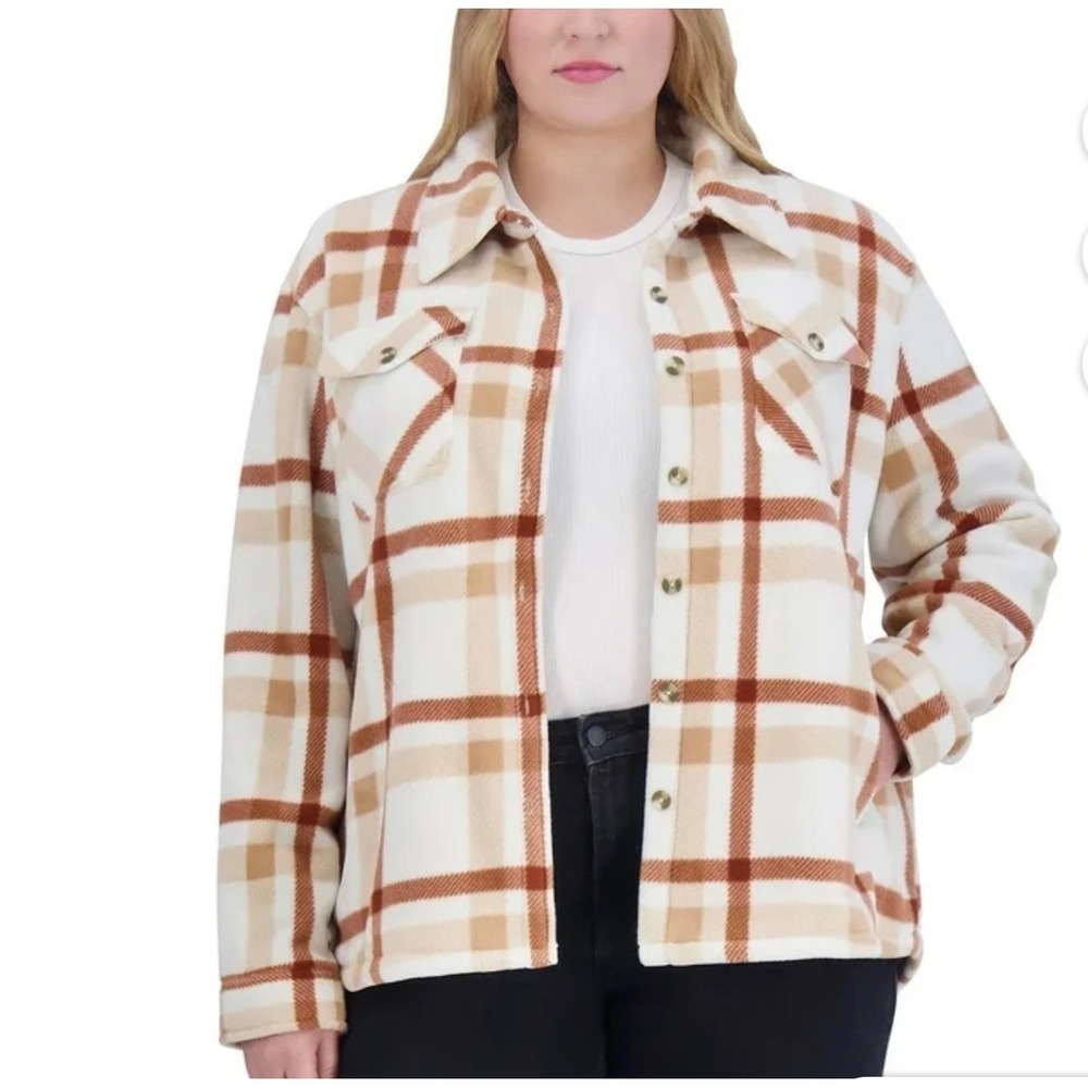 Sage Collective Plaid Sherpa Lined Fleece Shirt Jacket Women Medium
